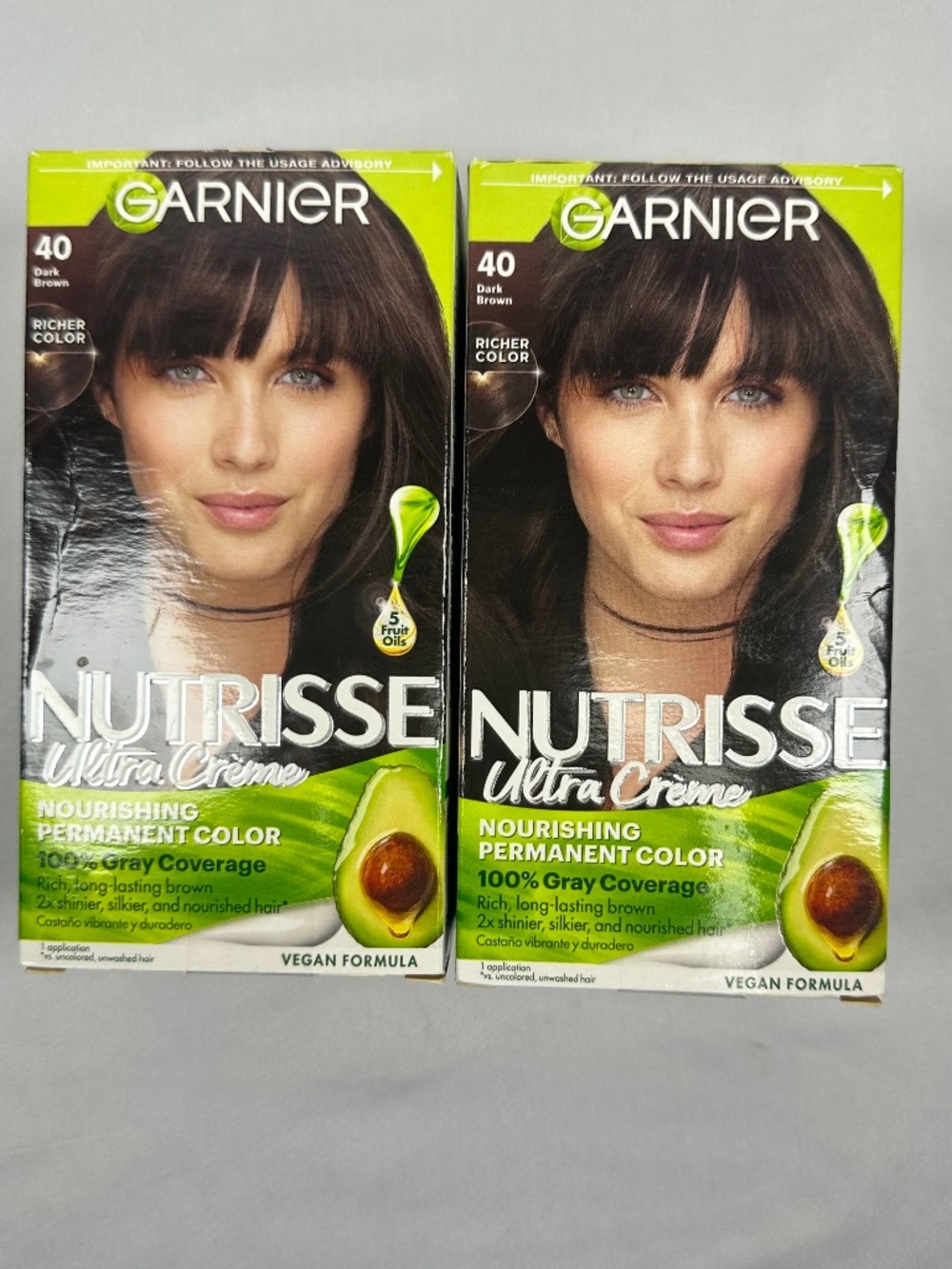 Garnier Nutrisse Ultra Creme Permanent Hair Dye, Color #40 Dark Brown
